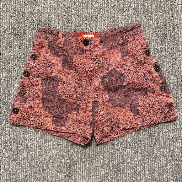 Cartonnier Pants - Cartonnier by Anthropologie Coral Printed Button Detail Shorts | Size 4 | Boho